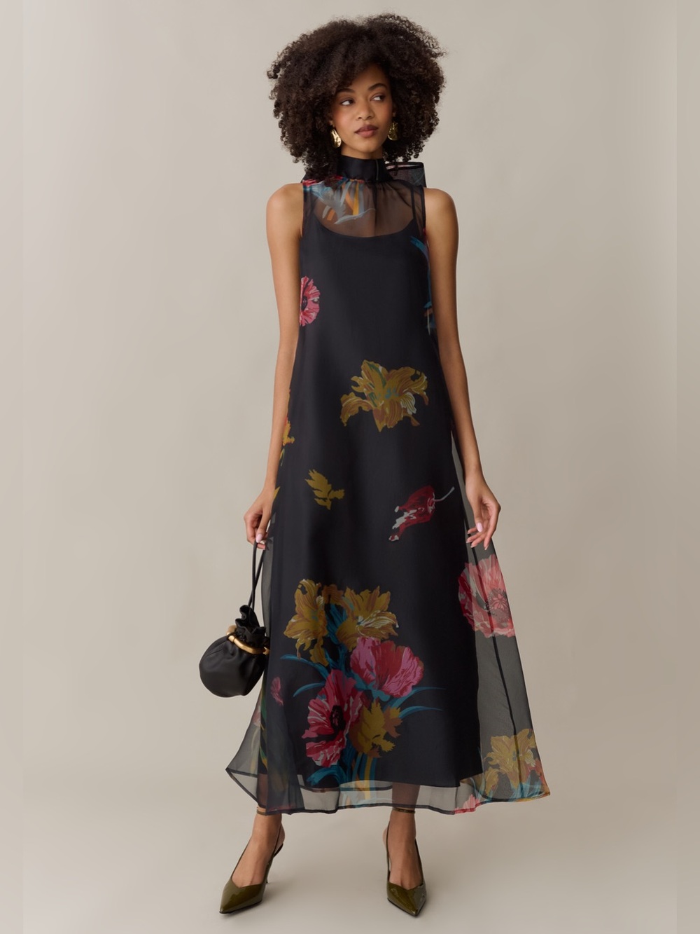 NWT Few Moda Alette Dress size Medium M Caara Tulip Garden black floral maxi